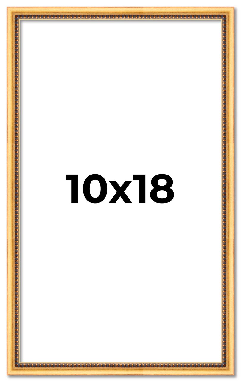 10x18 Classic Modern Gold Picture Frame - UV Acrylic, Foam Board Backing, Hanging Hardware
